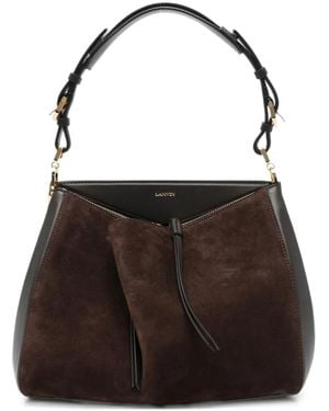 Lanvin Suede-Panelled Zipped Shoulder Bag - Black