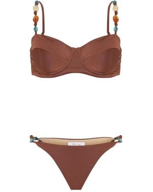 Brigitte Bardot Set Bikini Eva Con Perline - Marrone