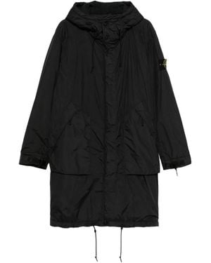 Stone Island Hooded Drawstring Coat - Black