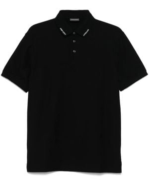 Emporio Armani ロゴジャカード ポロシャツ - ブラック