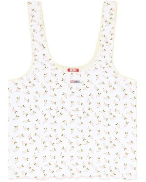 DIESEL Stretch Cotton Top With Floral Print - White