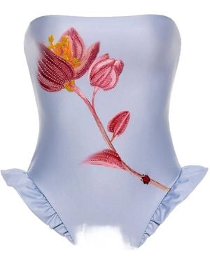 Agua Bendita Costume Intero Montaña Cauca Con Ruches - Bianco