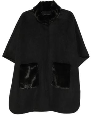 Liska Fur-Trim Wool-Blend Cape - Black