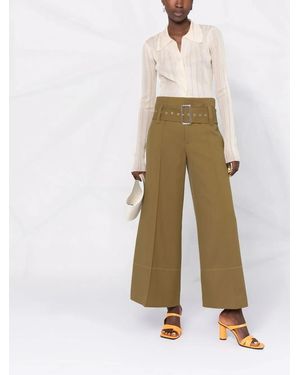 10 Corso Como Pantalones Anchos De Talle Alto - Marrón