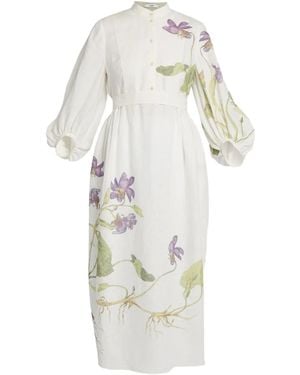 Erdem Floral-Print Midi Dress - White