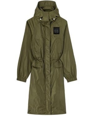 Ganni Army Long Parka With Hood - Green