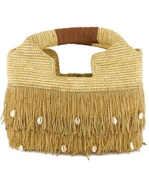 Sensi Studio Handtasche Aus Stroh Mit Fransen - Mettallic