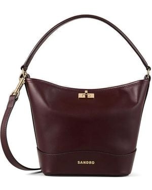Sandro Leather Tote Bag - Purple