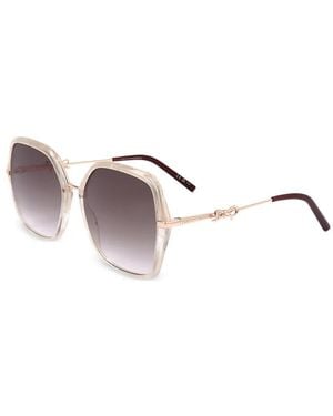 Carolina Herrera Bow-Detail Geometric-Frame Sunglasses - Natural