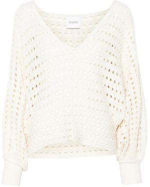 Nude Open-Knit Sweater - White