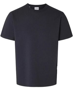 SELECTED T-Shirt Girocollo Con Trama Seersucker - Blu