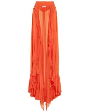 Blumarine Hooded Ruffled Cape - Red