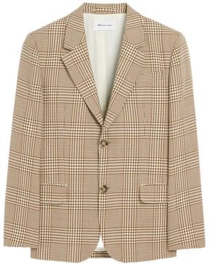 Ami Paris Wool Prince Of Wales Straight Jacket - Natural
