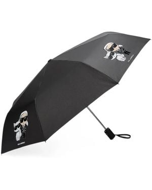 KARL LAGERFELD Ikon Karl & Choupette Umbrella - Black