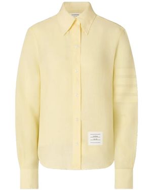 Thom Browne Chemise En Lin À 4 Bandes Signature - Yellow