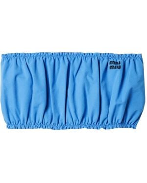 Miu Miu Cotton Poplin Bandeau Top - Blue