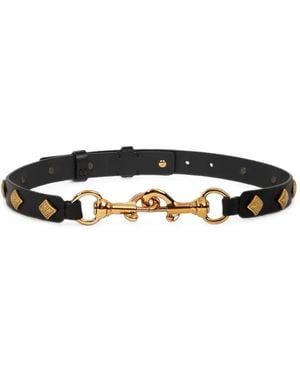 Etro Leather Pony Belt With Diamond-Shaped Studs - White
