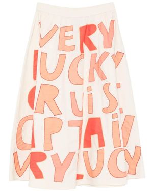 Stella Nova Appliqué-Patchwork Elasticated-Waist Midi Skirt - White
