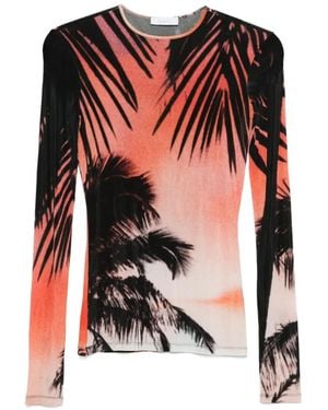 Rabanne Palm Print T-Shirt - Red