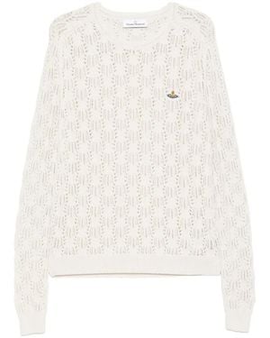 Vivienne Westwood Openwork Knit Orb Round Jumper - White