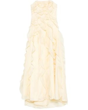 Aje. Abito Da Sera Allairie Con Ruches - Bianco