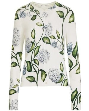 Oscar de la Renta Flower-Printed Cardigan - White