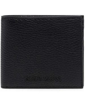 Emporio Armani Logo-Embossed Grained Leather Wallet - Black