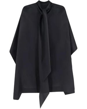 Alberta Ferretti Asymmetrical Tie-Fastening Cape - Blue