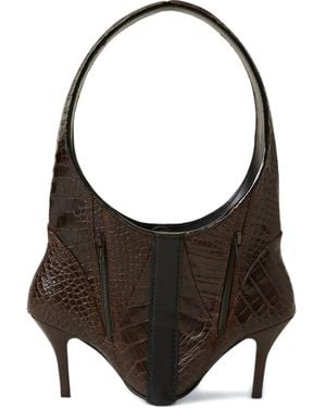 Eden Ten Bootbag Croc-Embossed Leather Tote Bag - Black