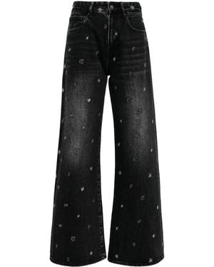JNBY Embroidered-Butterfly Cotton Jeans - Black