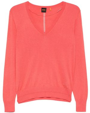 BOSS Jersey con cuello en V - Rosa