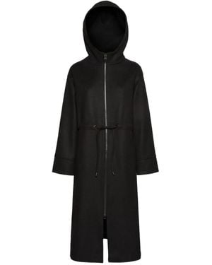 Geox Doralea Hooded Drawstring Coat - Black