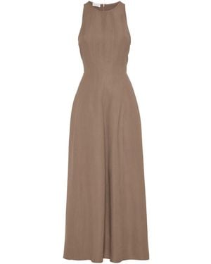 Brunello Cucinelli Fluid Viscose And Linen Twill Dress - Brown