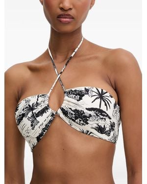 KARL LAGERFELD Bikini Con Estampado Escénico Y Cuello Halter - Negro