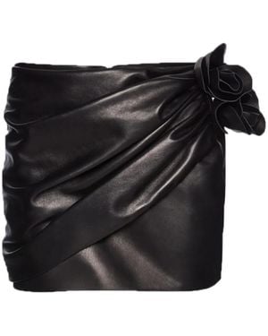 Magda Butrym Floral-Appliqué Leather Mini Skirt - Black