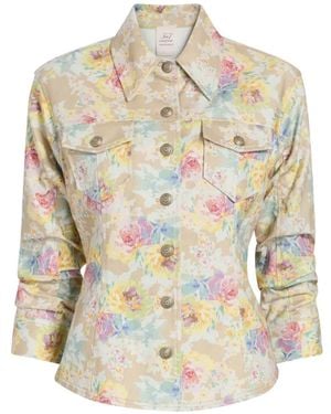 Cinq À Sept Canyon Ikat Bouquet Denim Jacket - White