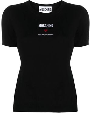 Moschino Top With Embroidery - Black