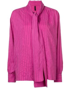 Unravel Project Striped Pussy Bow Blouse - Pink