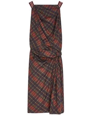 Dries Van Noten Drapiertes Kleid Mit Vichy-Karo - Braun