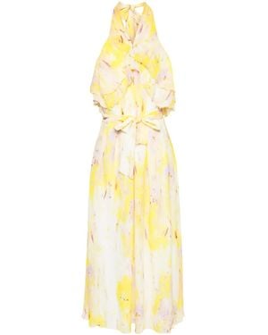 MSGM Floral-Print Maxi Dress - Metallic