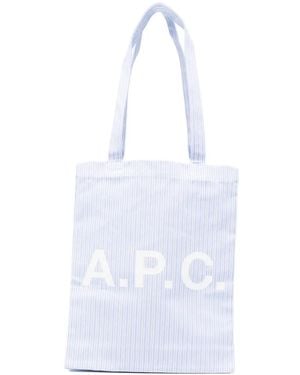 A.P.C. Lou Striped Tote Bag - Blanco