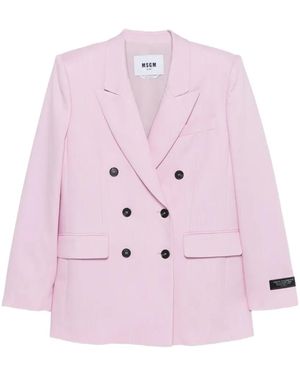 MSGM Double-Breasted Notched Lapel Jacket - Pink