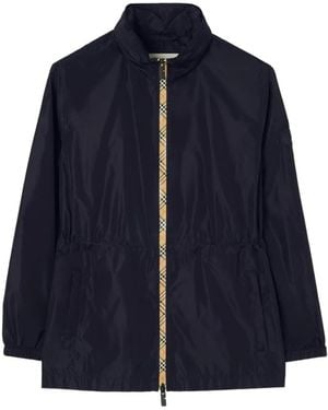 Burberry Short Checker-Tape Nylon Parka - Blue