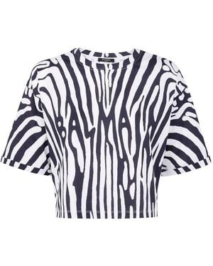 Balmain ゼブラ Tシャツ - ブルー