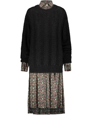 Junya Watanabe Floral Knit Midi Dress - Black