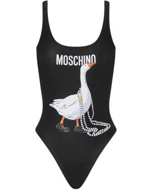 Moschino Goose Lycra One-Piece Swimsuit - Black