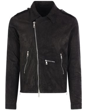 Giorgio Brato Veste De Moto Zippée En Cuir - Noir