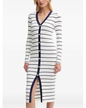 Guess Striped Button-Front Midi Dress - White