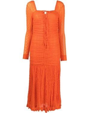 Ganni Robe À Encolure Carrée - Orange