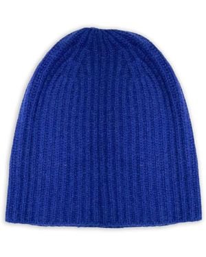 LA ROSE Ribbed Beanie Hat - Blue